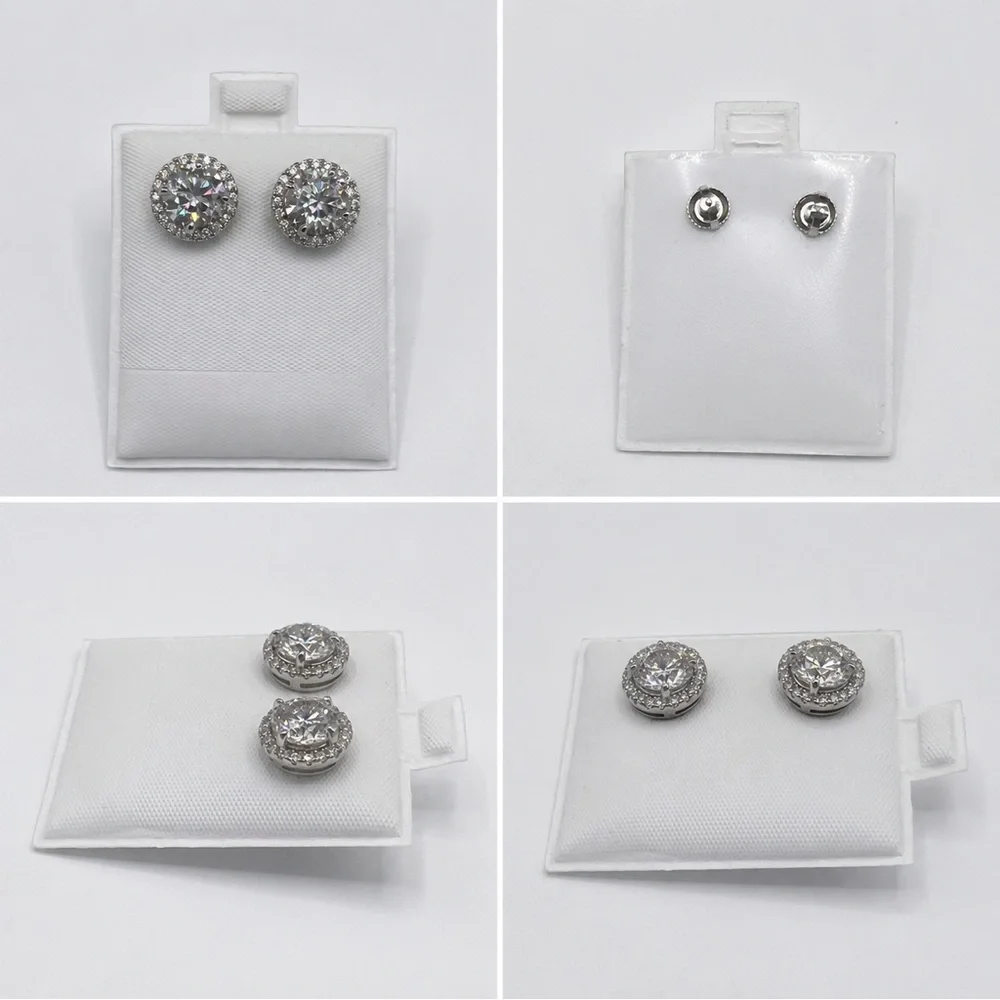 925 Sterling Silver 4.00CT  MOISSANITE  Round Halo Stud Earrings Screw Back